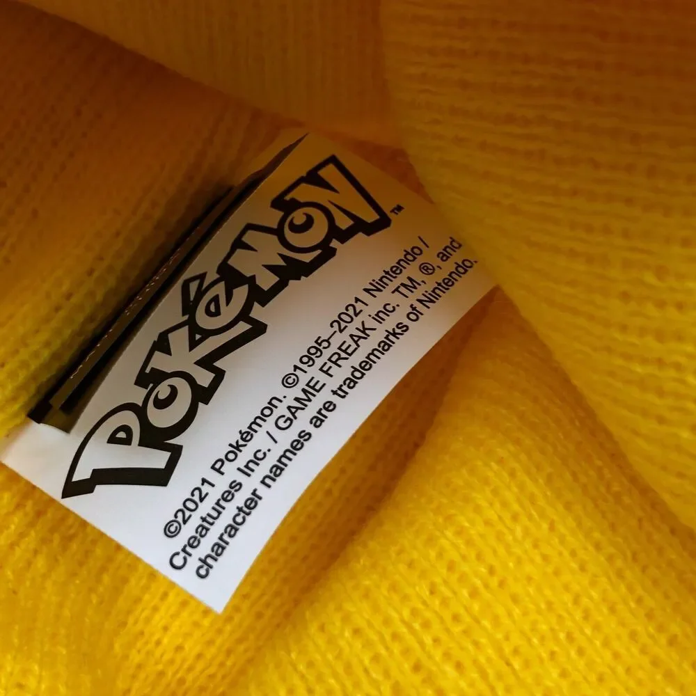 NEW Pokemon Pikachu Cuffed Beanie Knit Hat Yellow Youth Kids Boys Girls One Size